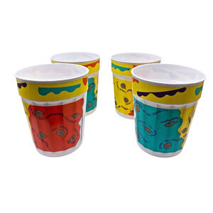 Chocolate Chip Cookies Cups Set 4 Vintage 80s 90s Lot Retro Plastic Kids Party